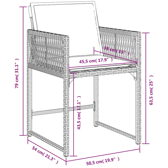 Table et fauteuils de jardin 8 places en résine tressée noire