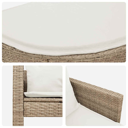 Canapé de jardin 2 places avec parasol en résine tressée beige et blanc crème