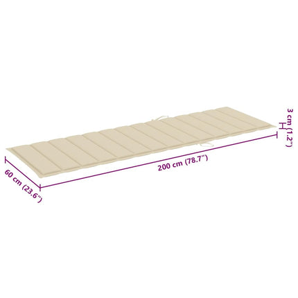 Bain de soleil double en bambou avec dossier réglable et matelas crème