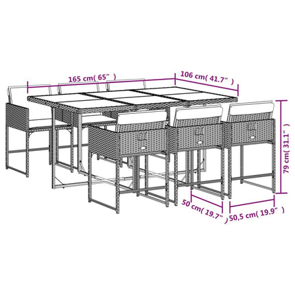 Table et fauteuils de jardin 6 places en résine tressée noire