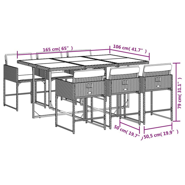 Table et fauteuils de jardin 6 places en résine tressée noire