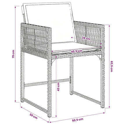 Table et fauteuils de jardin 8 places en résine tressée noire