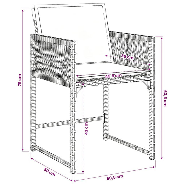 Table et fauteuils de jardin 8 places en résine tressée noire