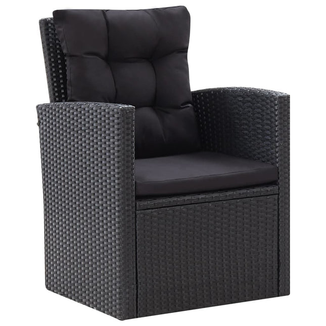 Salon de jardin résine tressée noire avec fauteuils et table verre
