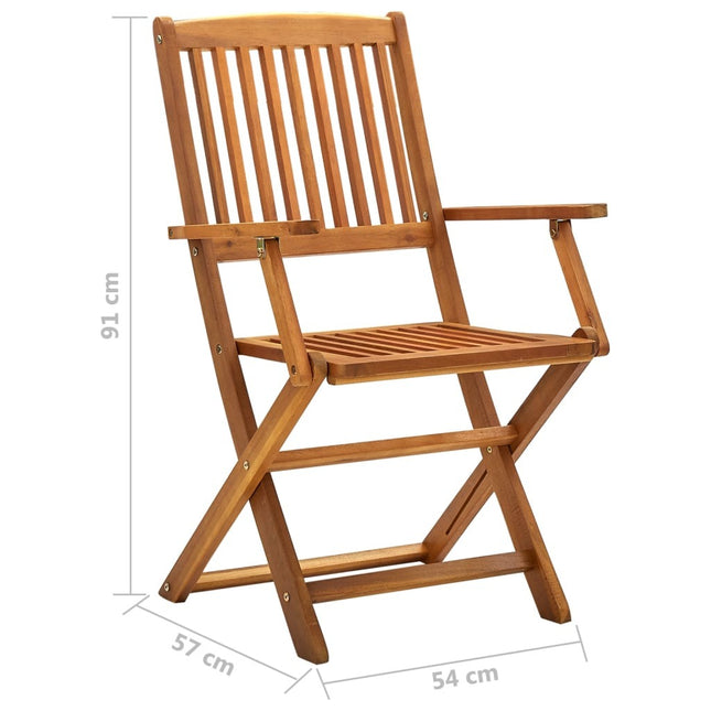 Lot de 4 chaises pliantes de jardin en acacia massif
