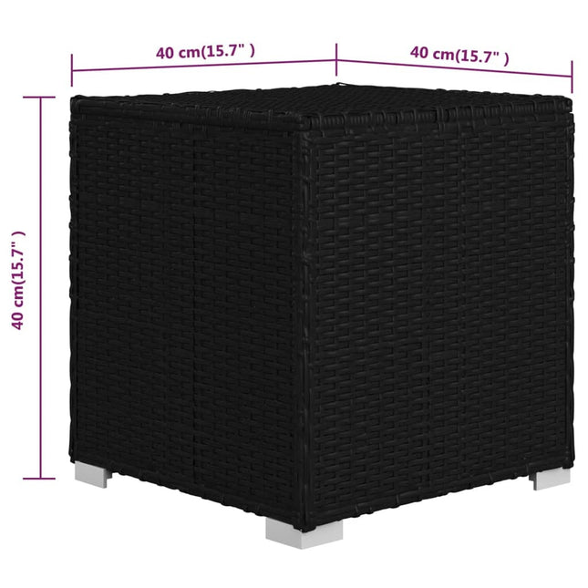 Ensemble de 2 bains de soleil avec table d'appoint en résine tressée noire et coussins blancs