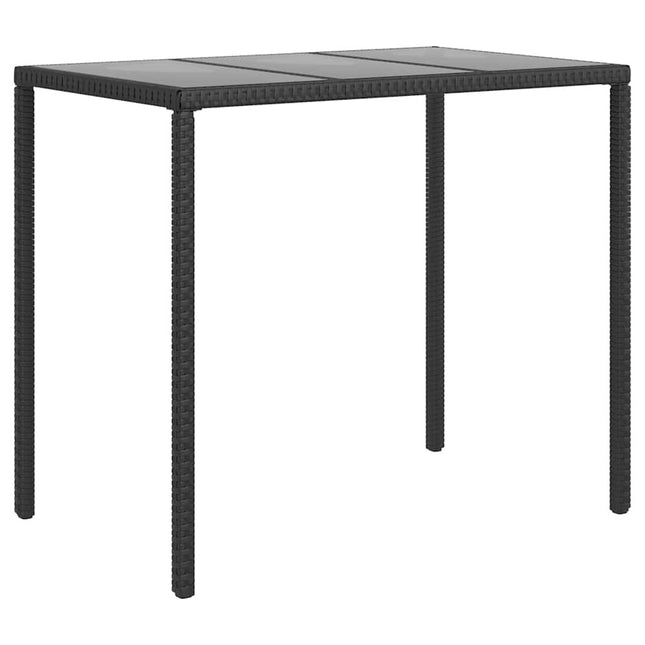 Salon de jardin résine tressée noire avec coussins crème et table verre