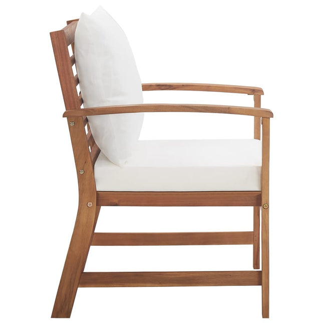 Salon de jardin avec banc, 2 chaises et table en acacia