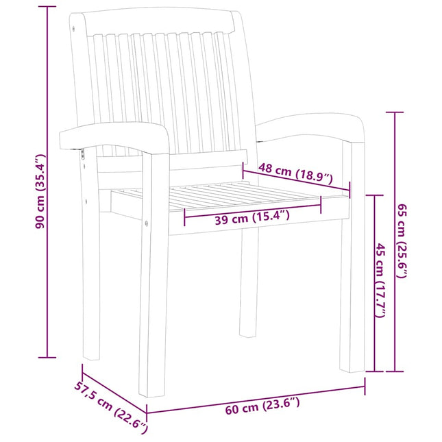 Table ronde et 4 chaises de jardin en teck massif
