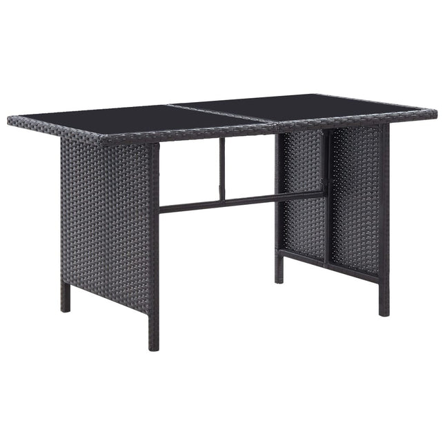 Salon de jardin résine tressée noire avec fauteuils et table verre