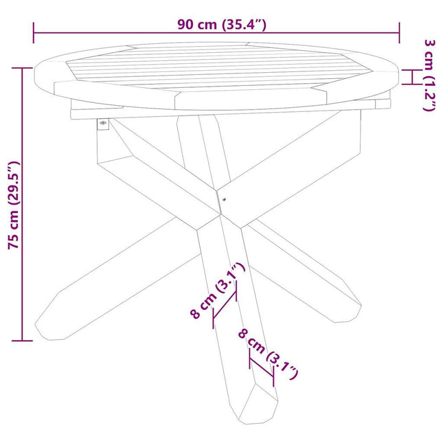 Table ronde et 4 chaises de jardin en teck massif