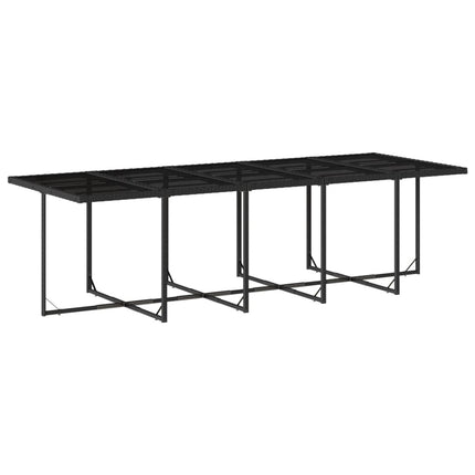 Table et chaises de jardin 14 places gain de place en résine tressée noire avec coussins