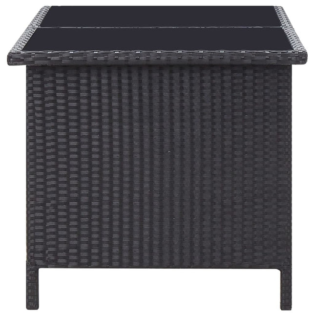 Salon de jardin résine tressée noire avec fauteuils et table verre