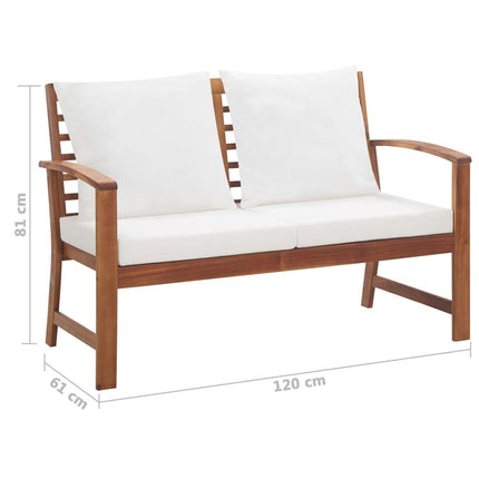 Salon de jardin avec banc, 2 chaises et table en acacia