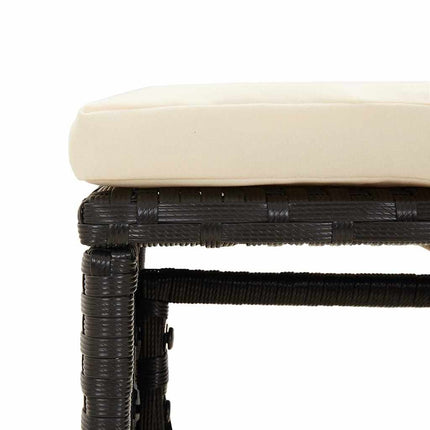 Salon de jardin résine tressée noire avec coussins crème et table verre
