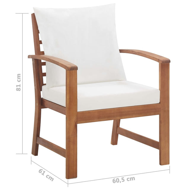Salon de jardin avec banc, 2 chaises et table en acacia