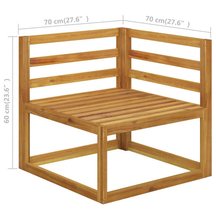 Salon de jardin d'angle en bois d'acacia massif avec coussins crème