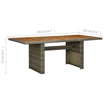 Table et fauteuils de jardin inclinables 6 places en résine tressée et acacia