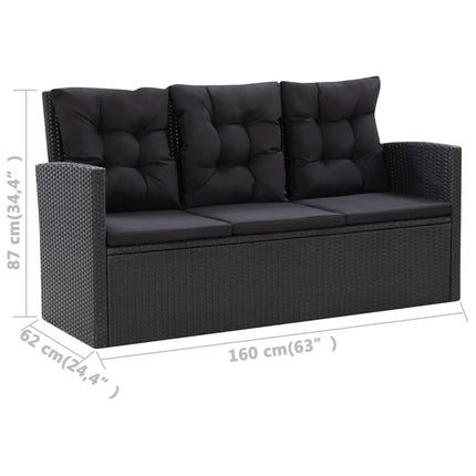 Salon de jardin résine tressée noire avec fauteuils et table verre