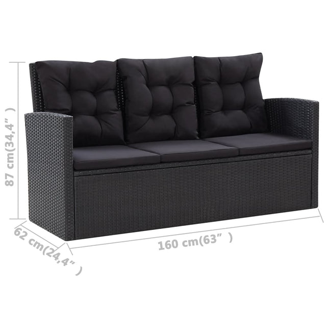 Salon de jardin résine tressée noire avec fauteuils et table verre