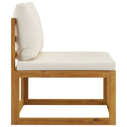 Salon de jardin d'angle en bois d'acacia massif avec coussins crème