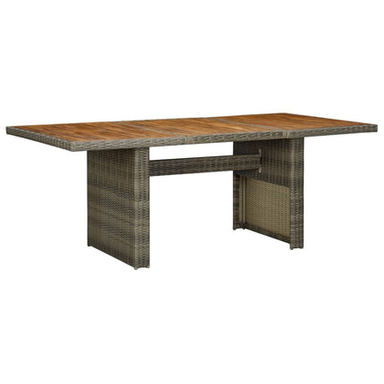 Table et fauteuils de jardin inclinables 6 places en résine tressée et acacia