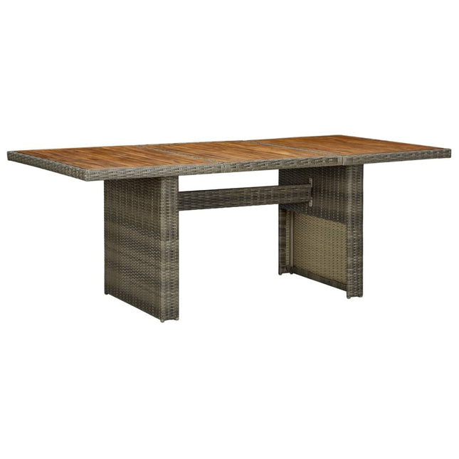 Table et fauteuils de jardin inclinables 6 places en résine tressée et acacia