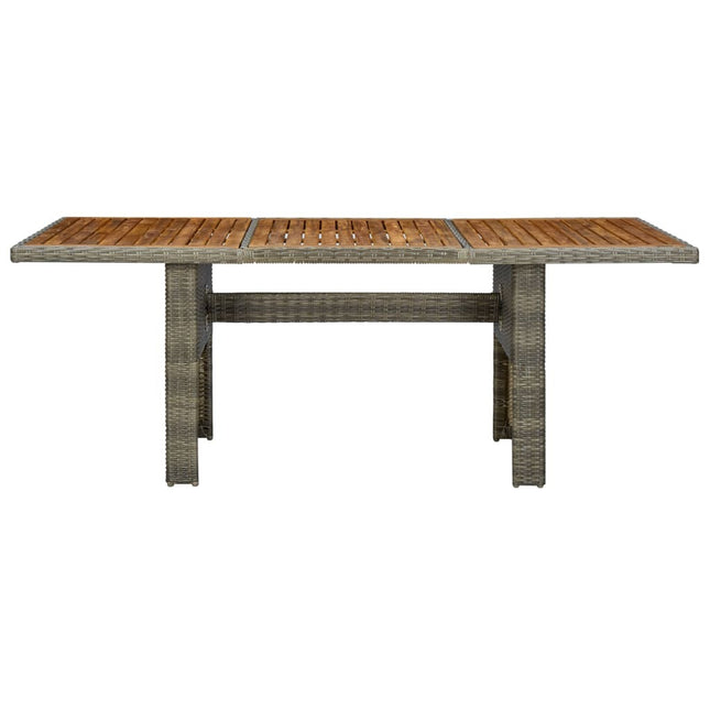 Table et fauteuils de jardin inclinables 6 places en résine tressée et acacia
