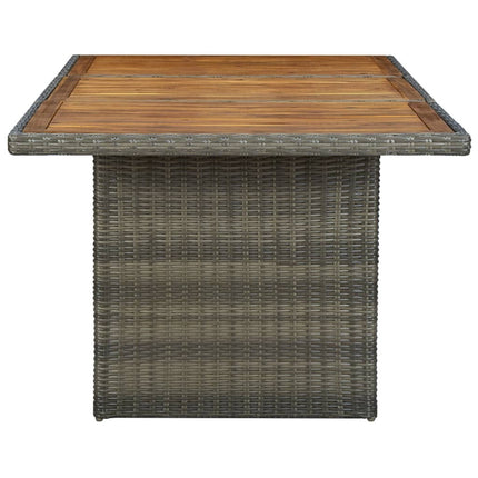 Table et fauteuils de jardin inclinables 6 places en résine tressée et acacia