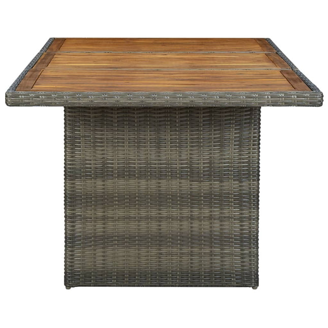 Table et fauteuils de jardin inclinables 6 places en résine tressée et acacia