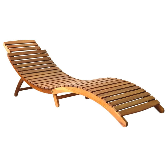 Chaise longue bois d'acacia massif marron
