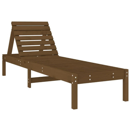 Bain de soleil réglable en bois massif de pin marron miel